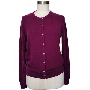Edinburgh Woolen Lochmere Scotland 100% Cashmere Cardigan Sweater Eggplant Med